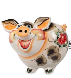 Копилка счастливая Свинья Цветная гжель
