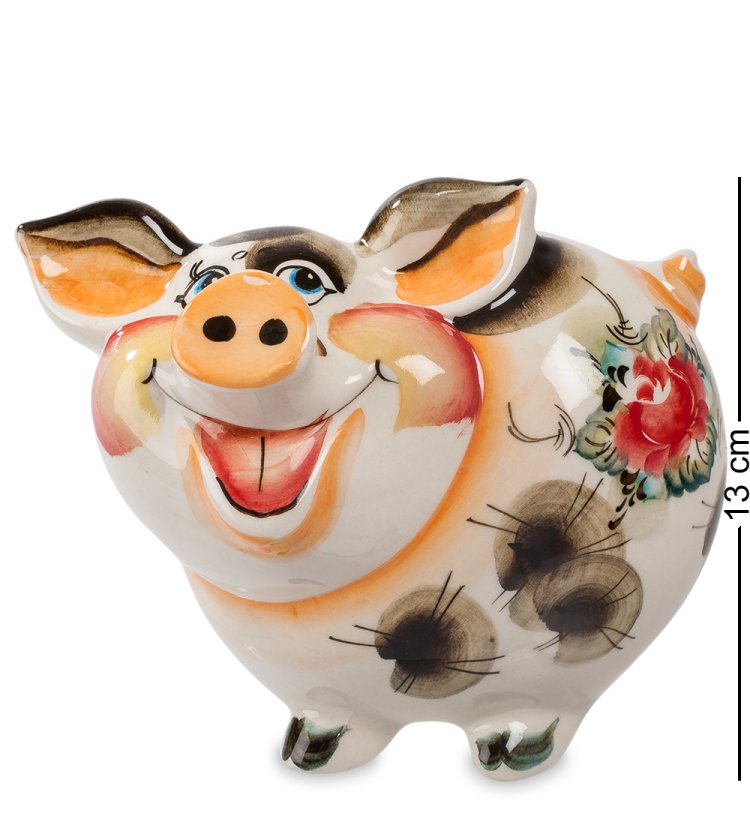 Копилка счастливая Свинья Цветная гжель ГЛ-287