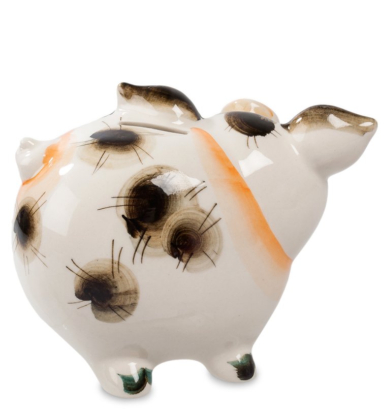 Копилка счастливая Свинья Цветная гжель ГЛ-287, фотография со спины