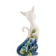 Статуэтка из фарфора Бело-синяя Кошечка с цветами Pavone JP-96/ 19, фотография со спины