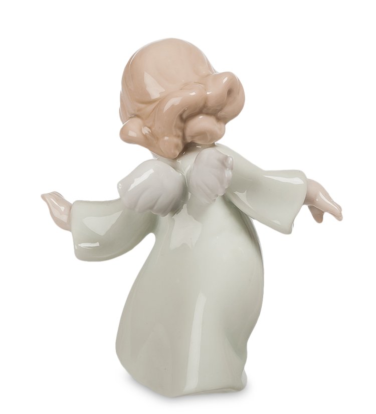 Статуэтка из фарфора Танцующий Ангелочек в белом платье Pavone JP-20 /6, фотография со спины