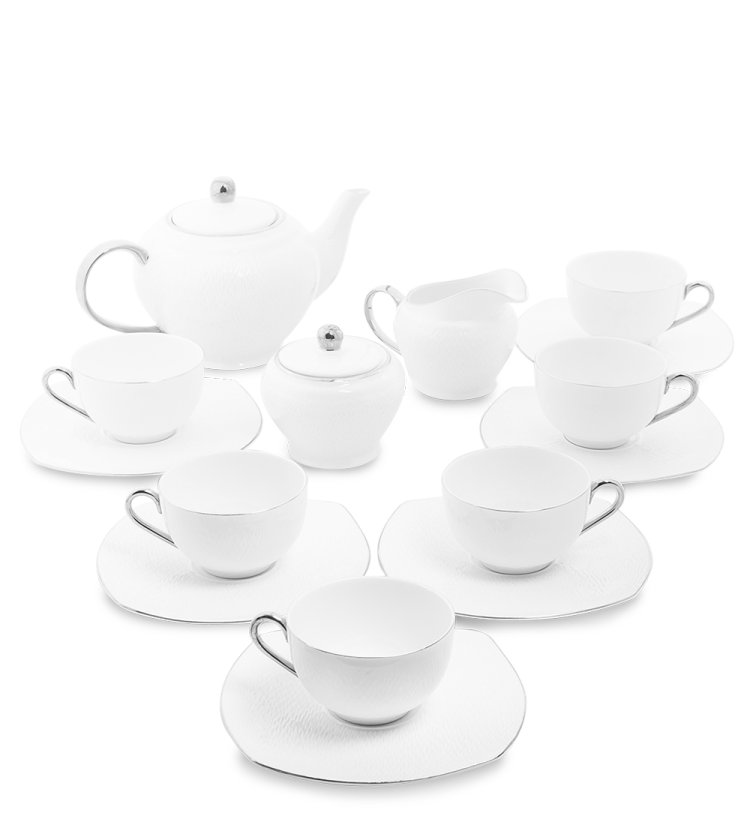 Чайный набор из фарфора на 6 персон Ордженто Бьянко Pavone AS-48