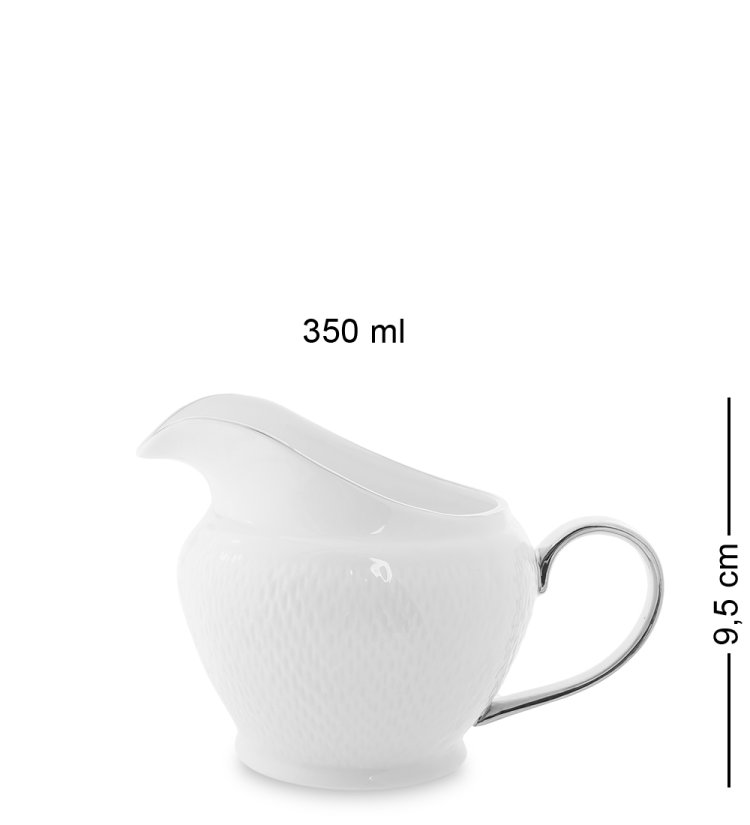 Чайный набор из фарфора на 6 персон Ордженто Бьянко Pavone AS-48, фотография молочника