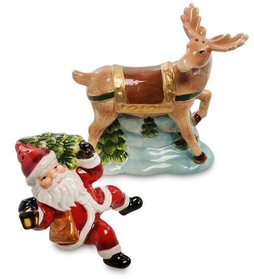 Набор соль-перец Дед Мороз на олене Pavone CMS-14/19, разборный вид