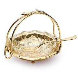 Оливница с вилочкой и блюдцем, коллекция Gold plated