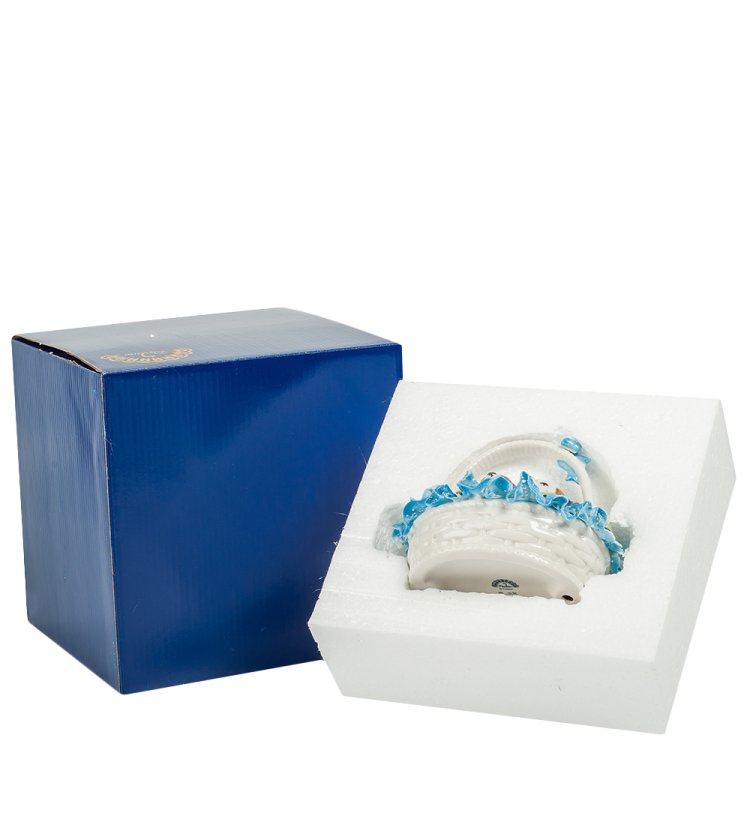 Фигурка из керамики Щенки в цветочной корзине Pavone CMS-15/94, фотография в упаковке