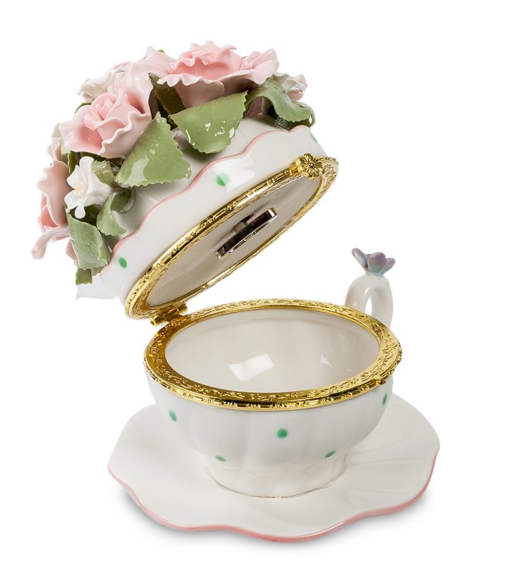 Музыкальная статуэтка Чашечка радости с цветами Pavone CMS-33/32, фотография в открытом виде