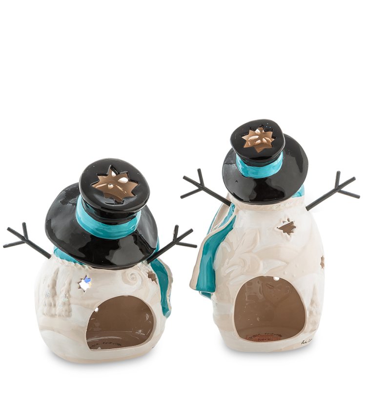 Набор из двух подсвечников из фарфора Новогодние веселья Pavone BS-539, оборотная сторона