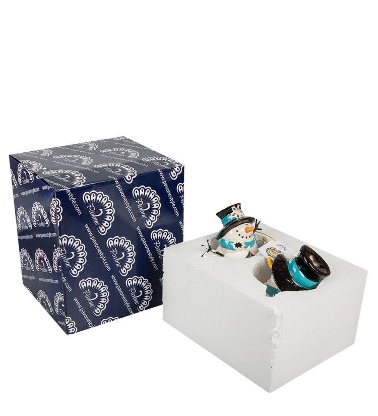 Набор из двух подсвечников из фарфора Новогодние веселья Pavone BS-539, упаковочный вид