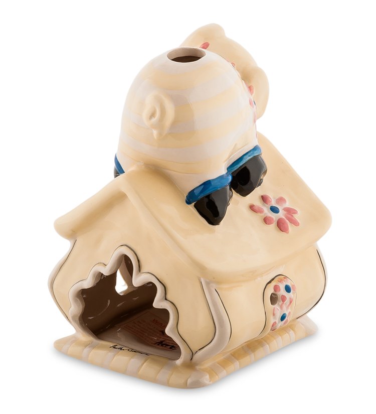 Подсвечник Домик красавицы Хрюши Blue Sky BS-149, фотография со спины