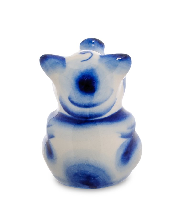 Фигурка Свинка улыбака Голубая гжель ГЛ-482, фотография со спины