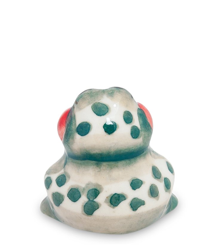 Статуэтка маленькая Лягушка Цветная гжель ГЛ-225, фотография со спины