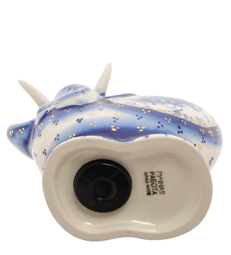 Копилка Голубой Слон Золотая гжель ГЛ-446, фотография снизу