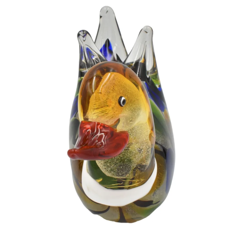 Статуэтка из Муранского стекла Разноцветная утка Mirho 44285, лицевая часть сверху