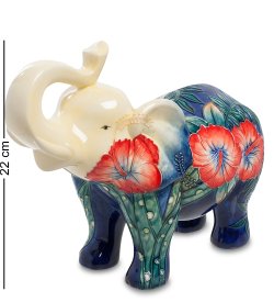 Статуэтка из фарфора Слон с поднятым хоботом в цветах
