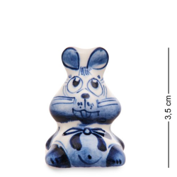 Фигурка Зайчонок с бантиком Голубая гжель