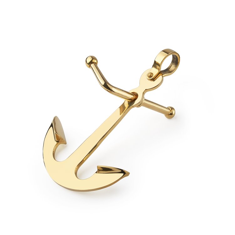 Золотой Декоративный якорь из латуни 16х12 см