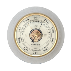 Настенный барометр круглый из белого дерева