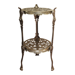 Столик круглый с двумя полками, под бронзу