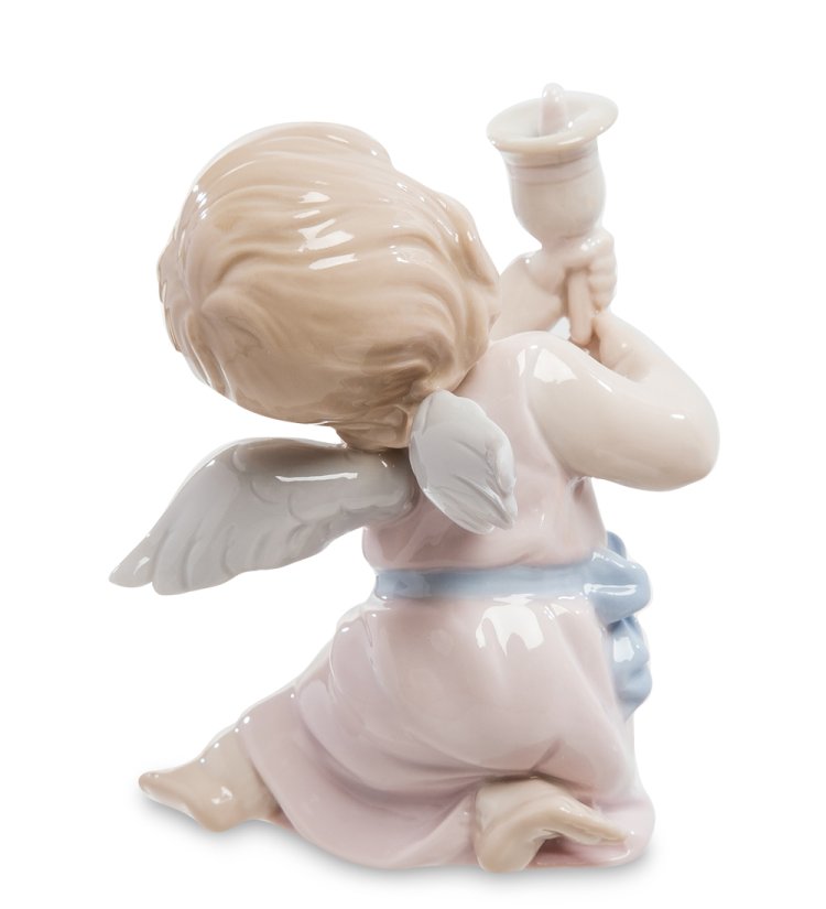 Статуэтка из фарфора Ангелочек с колокольчиком Pavone JP-20/17, фотография со спины