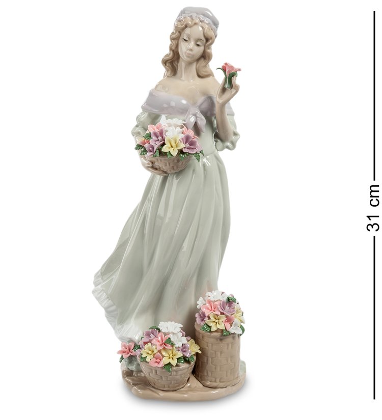 Статуэтка из фарфора Девушка с корзинками цветов Pavone JP-22/26