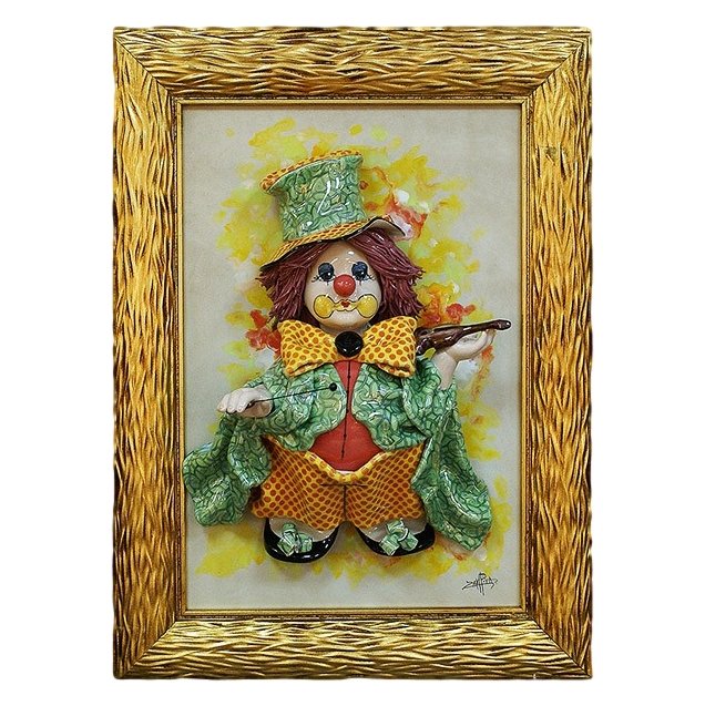 Картина из фарфора Клоун со скрипкой