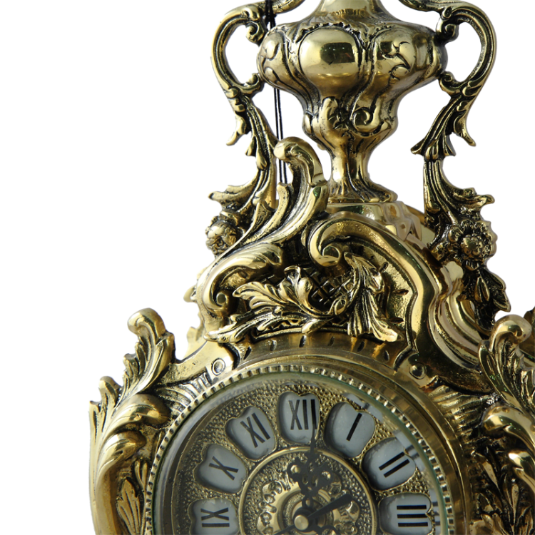 Бронзовые Каминные часы с канделябрами Флора Bello De Bronze BP-43035, портретный вид часов