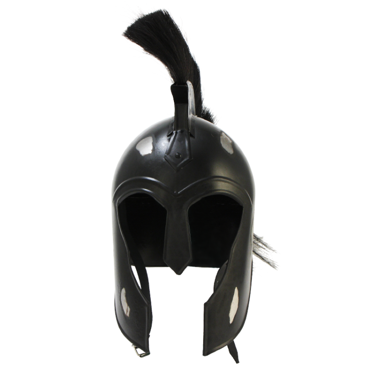 Черный Троянский Шлем с черным плюмажем Nautical NA-3695, портретный вид