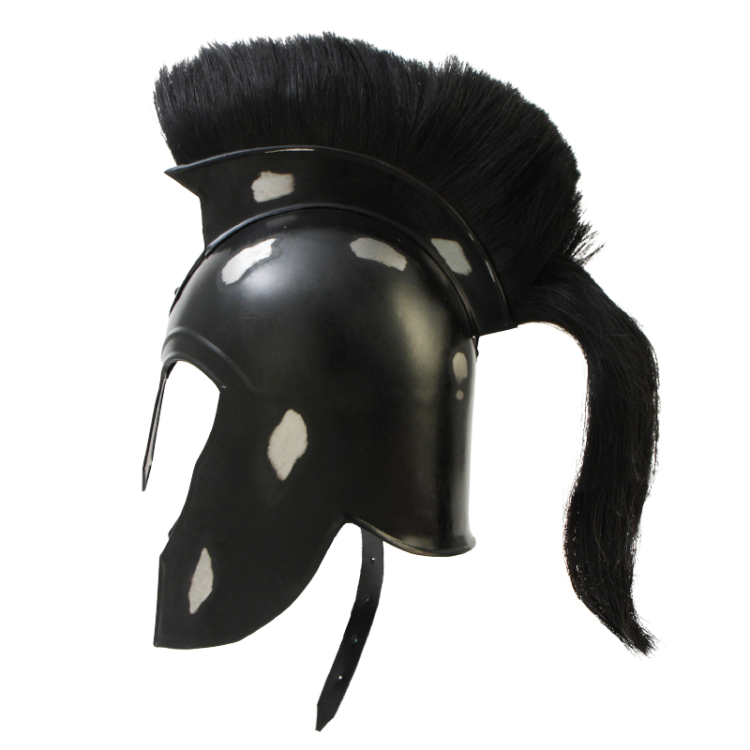 Черный Троянский Шлем с черным плюмажем Nautical NA-3695, вид профиль