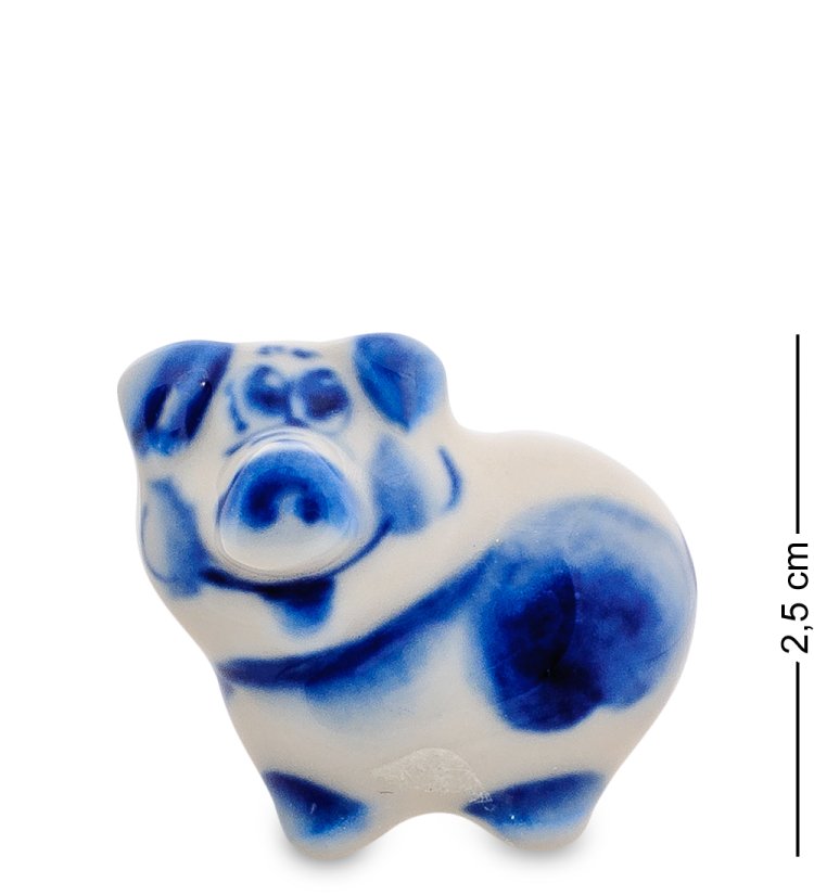 Маленькая Фигурка Свинки Голубая гжель ГЛ-490 