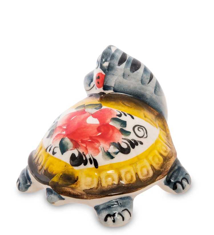 Статуэтка Черепаха Цветная гжель ГЛ-278, фотография со спины
