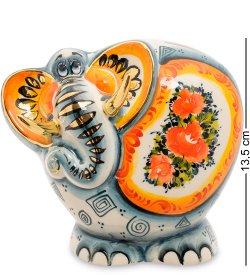 Копилка Слон Золотая гжель