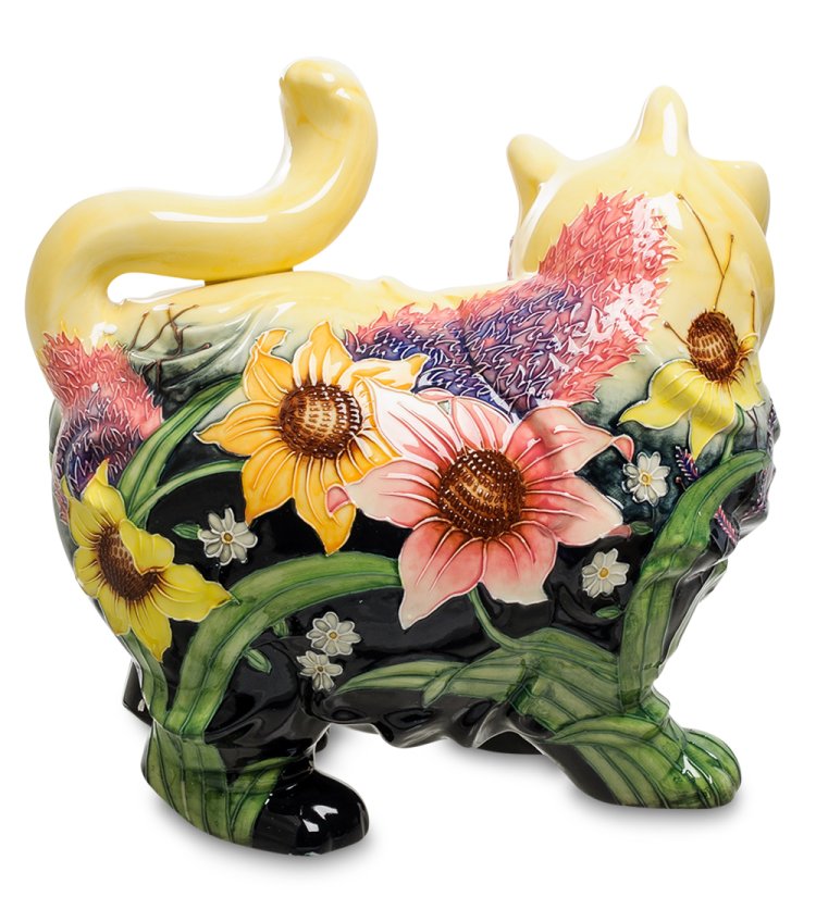 Статуэтка из фарфора Довольная кошка в цветах Pavone JP-11/ 17, фотография сбоку