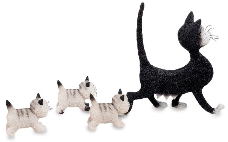 Статуэтка Кошка с котятами на прогулке Parastone DUB 23, вид профиль