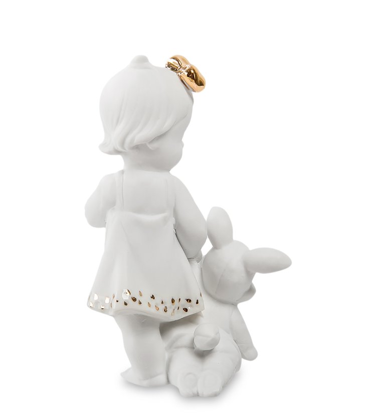Статуэтка из бисквитного фарфора Девочка с зайцем Pavone JP-48/ 9, фотография со спины