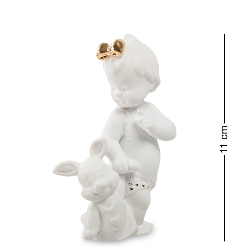 Статуэтка из бисквитного фарфора Девочка с зайцем Pavone JP-48/ 9