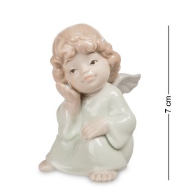Статуэтка из фарфора Ангелочек в белом платье сидит