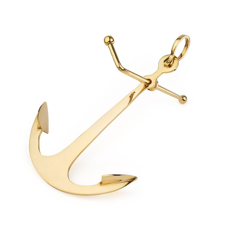 Якорь золотой из латуни Декоративный 32х22 см