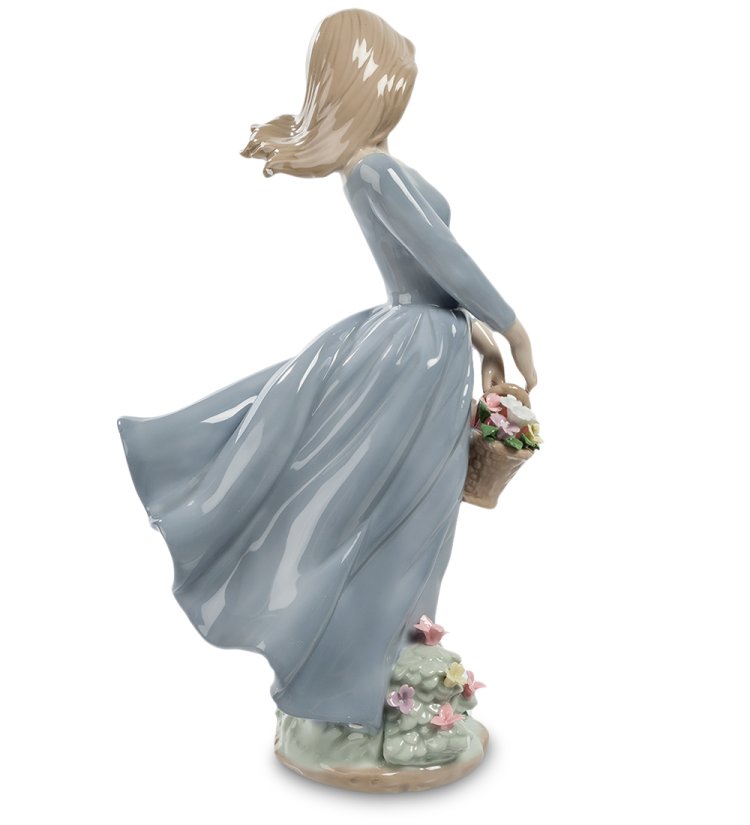 Статуэтка из фарфора Девушка с цветами Поцелуй ветра Pavone JP-22/28, фотография со спины