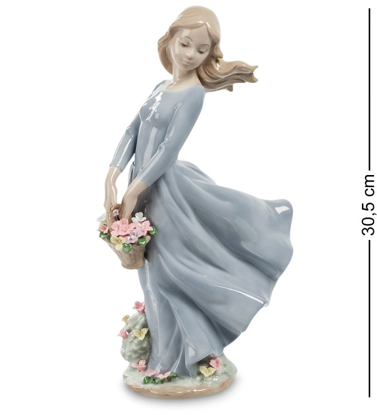Статуэтка из фарфора Девушка с цветами Поцелуй ветра Pavone JP-22/28