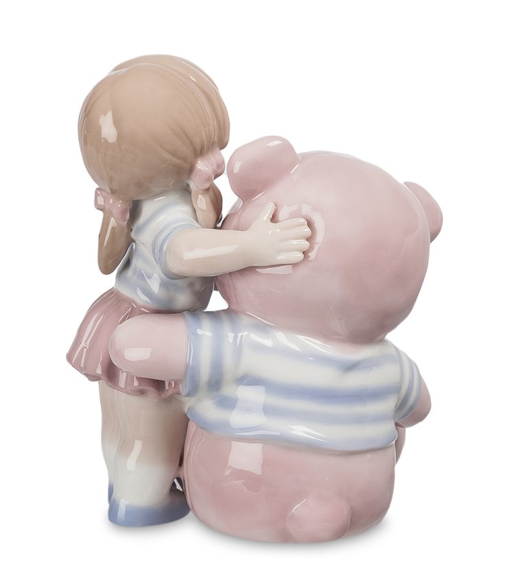 Статуэтка из фарфора Мой плюшевый друг Девочка с медведем Pavone JP-42/10, фотография со спины