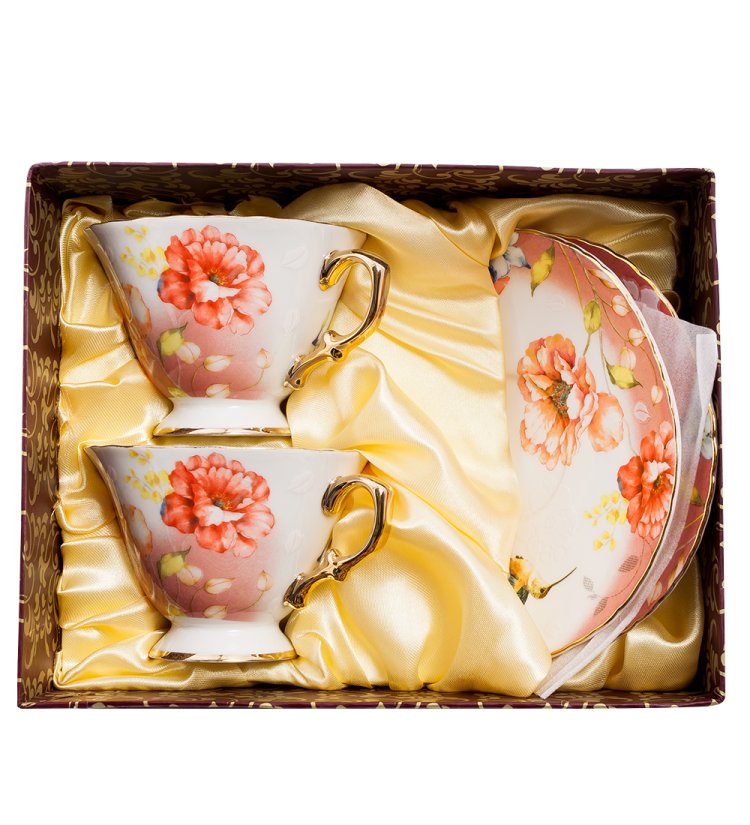 Чайный набор из фарфора на 2 персоны Изола-Белла Pavone AS-50, фотография в упаковке