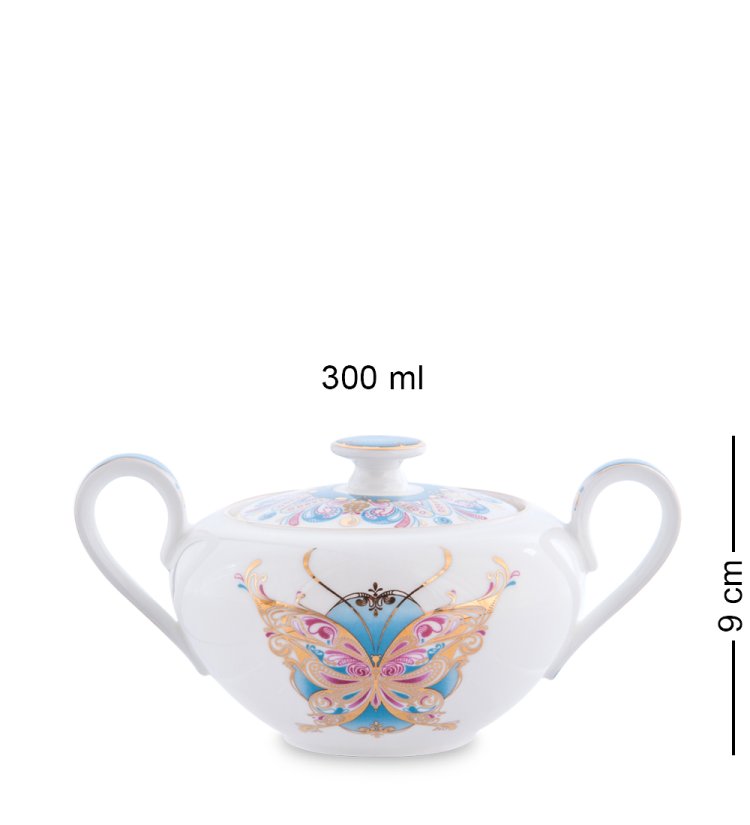 Чайный сервиз на 6 персон с тарелками Песня Мотылька Pavone JK- 99, фотография сахарницы