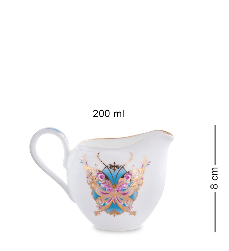 Чайный сервиз на 6 персон с тарелками Песня Мотылька Pavone JK- 99, фотография молочника