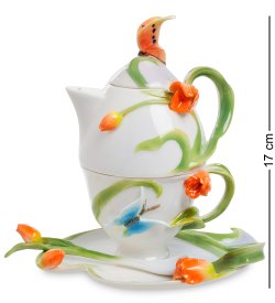 Чайная пара из керамики с чайником Тюльпаны