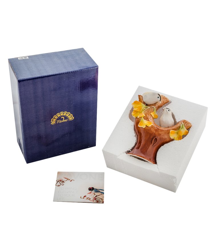 Вазочка из фарфора Чудо-растение Гинкго Pavone FM-72/ 3, фотография в упаковке