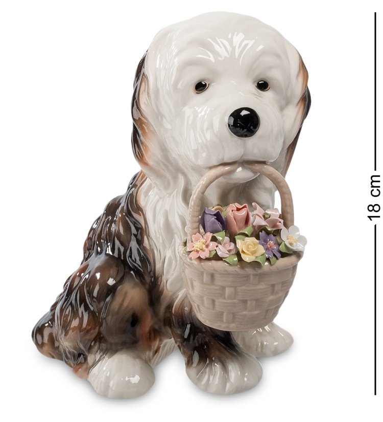 Музыкальная статуэтка из керамики Собачка с цветами Pavone CMS-15/54