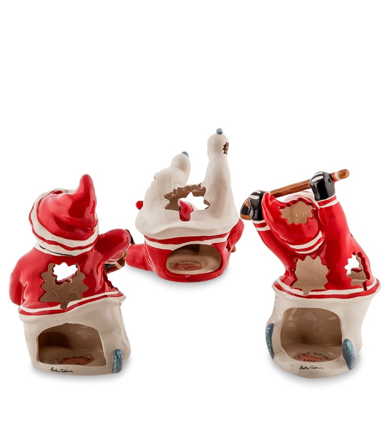 Набор из трех подсвечников Хоккейная команда Pavone BS-542, фотография со спины