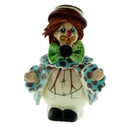 Фигурка из фарфора Клоун в бело-голубом в коричневой шляпе