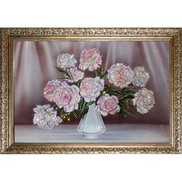 Картина Пионы c кристаллами Swarovski